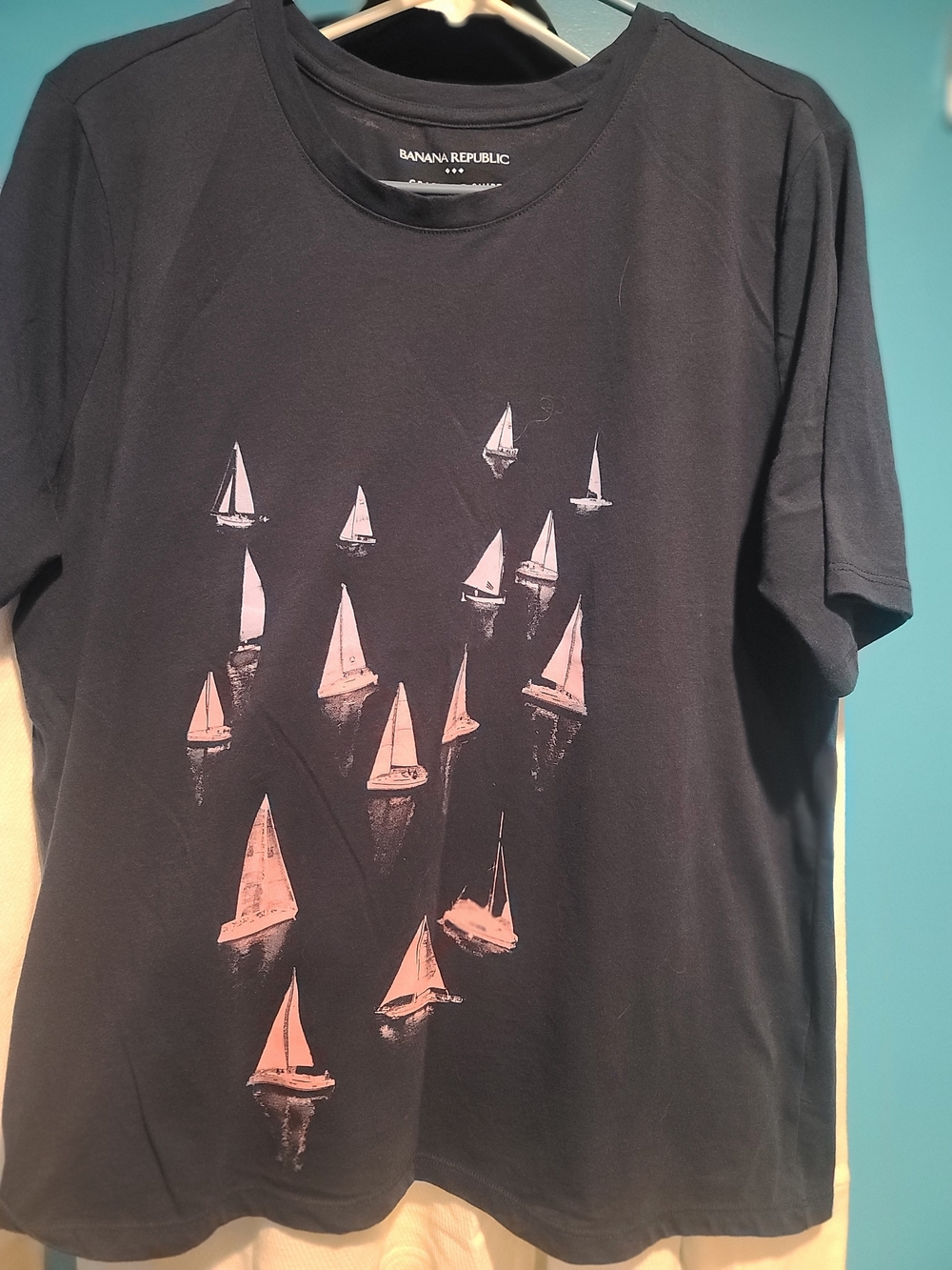 Banana Republic Navy Tee with Sailboat Print